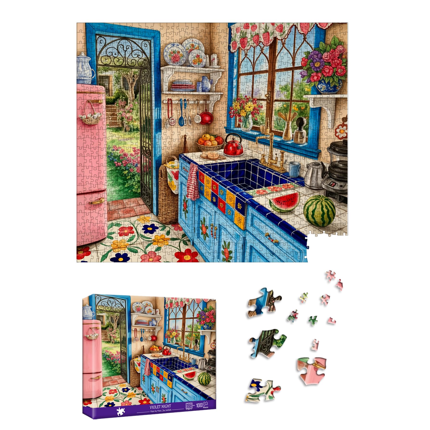 Pavemlo Special Shape Puzzles for Adults 1000 Pieces - SUNNY KITCHEN Jigsaw Puzzle Challenging Impossible Puzzle, Unique Home Decor & Game (21.6x19.2Inch/55x49cm) for Puzzle Lovers