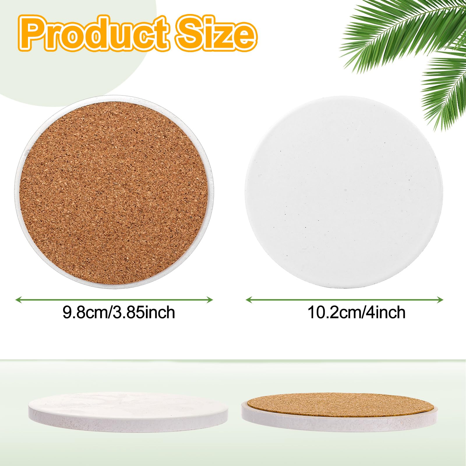 APACALI Set di 25 sottobicchieri in ceramica, 10 x 10 cm, con piastrelle in ceramica, rotondi in ceramica con retro in sughero, sottobicchieri vuoti per sublimazione, per pittura artistica e fai da