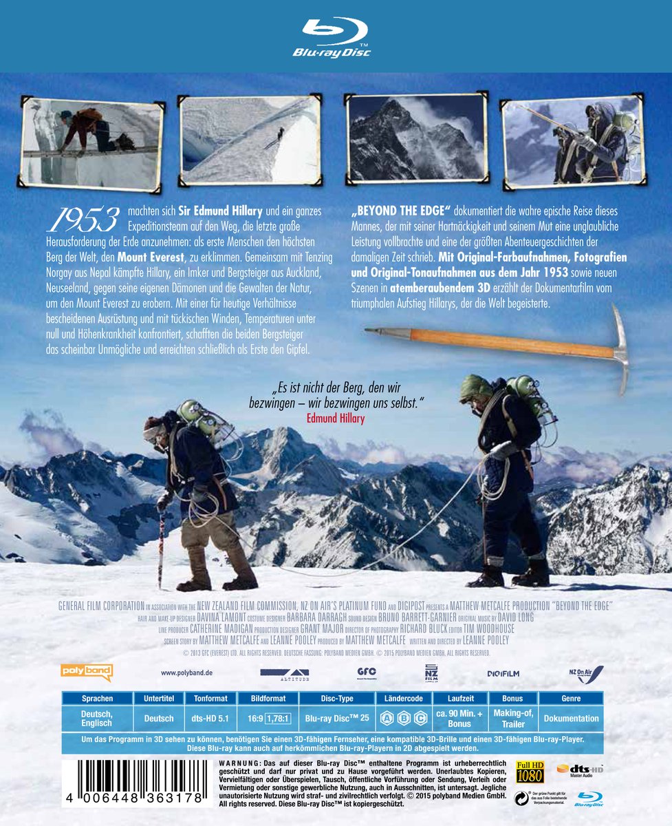 Beyond the Edge - Sir Edmund Hillarys Aufstieg zum Gipfel des Everest (inkl. 2D-Version)