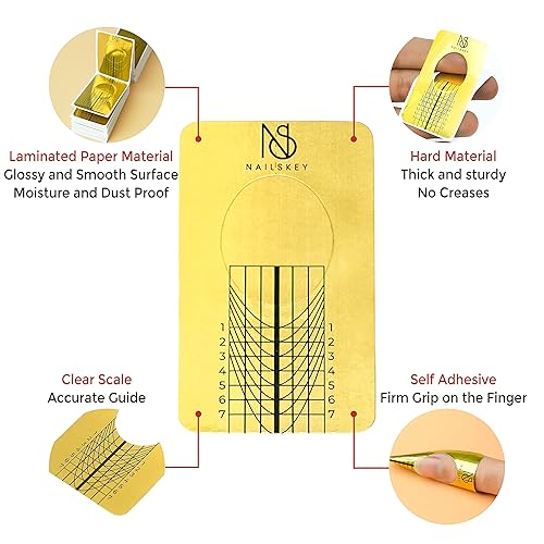 Miniatura 3 de Formas de uñas para constructor de gel, 100 calcomanías autoadhesivas para extensiones de uñas para acrílico, UV y poligel con guía de escultura de