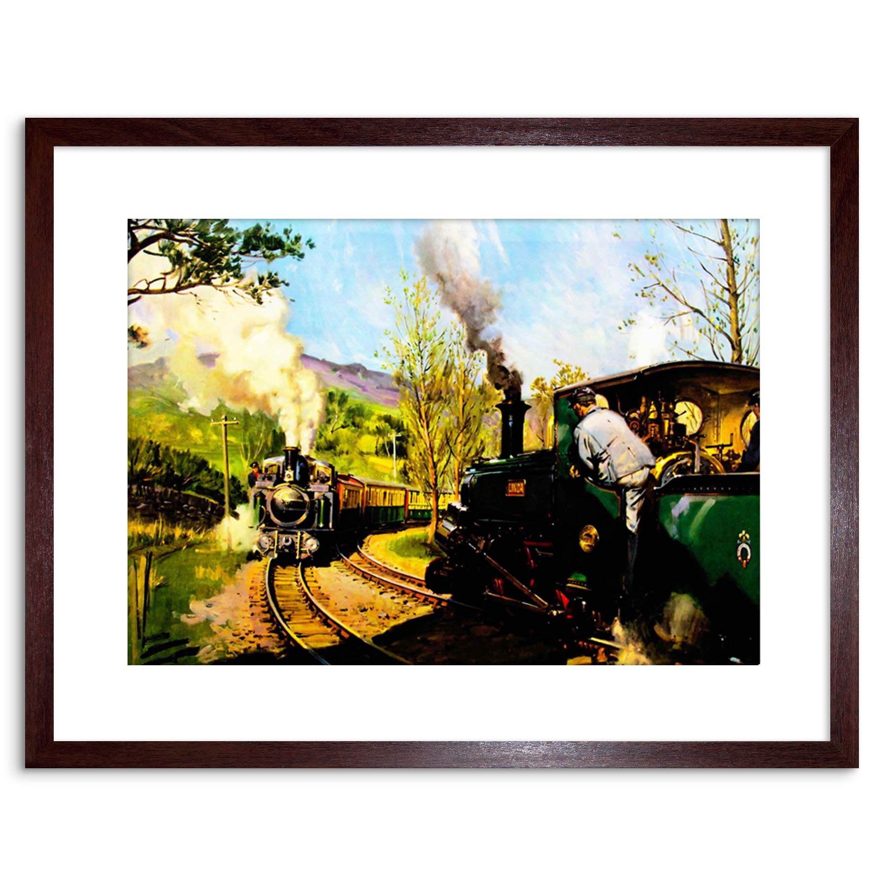 Wee Blue Coo 9x7 '' VINTAGE STEAM TRAIN FFESTINIOG RAILWAY WALES FRAMED ART PRINT F97X742