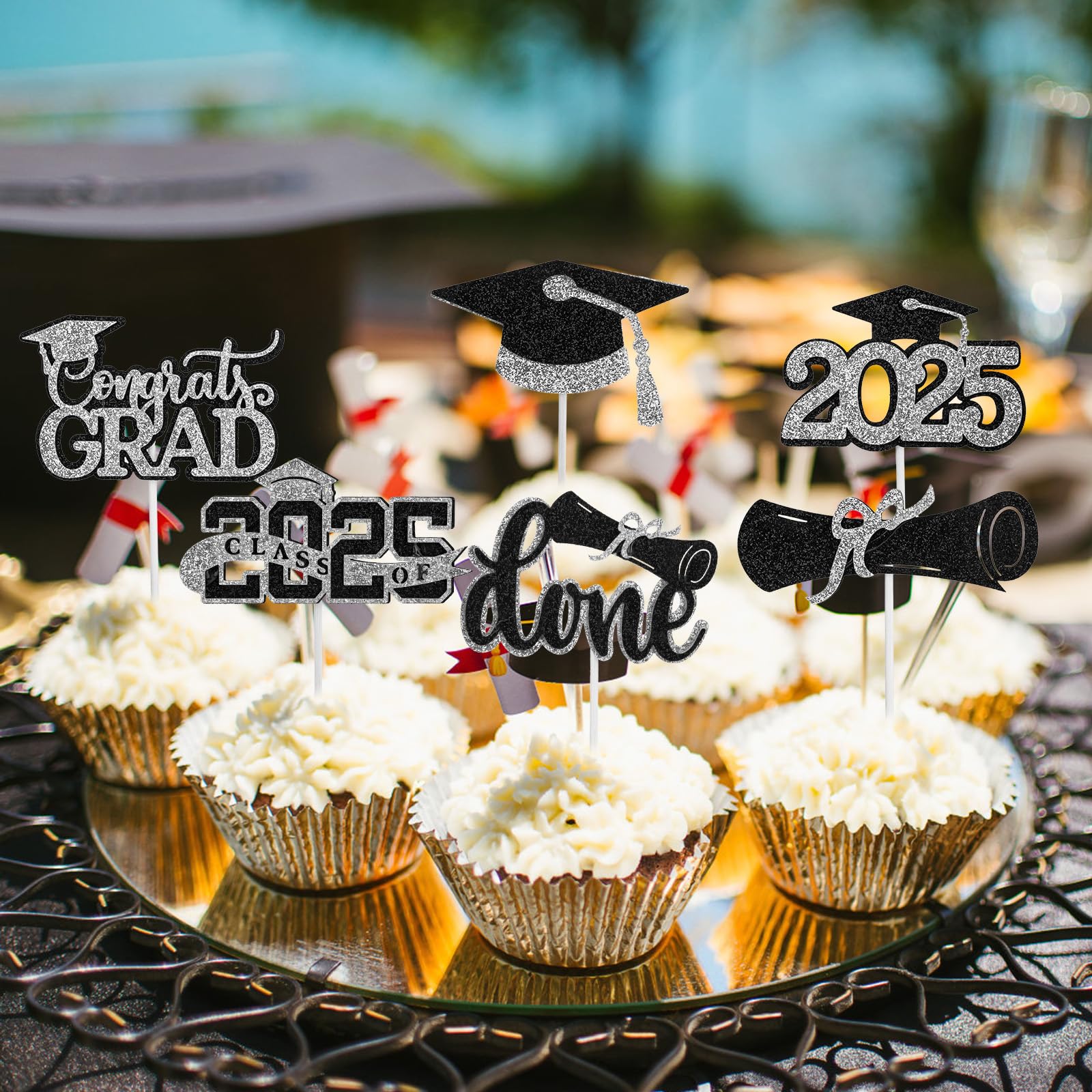 Décoration De Gâteau De Bal 2024, Décoration De Gâteau De Bal De Fin D'année, Fournitures De Décoration De Fête De Remise De Diplôme De 2024, Paillettes Argentées