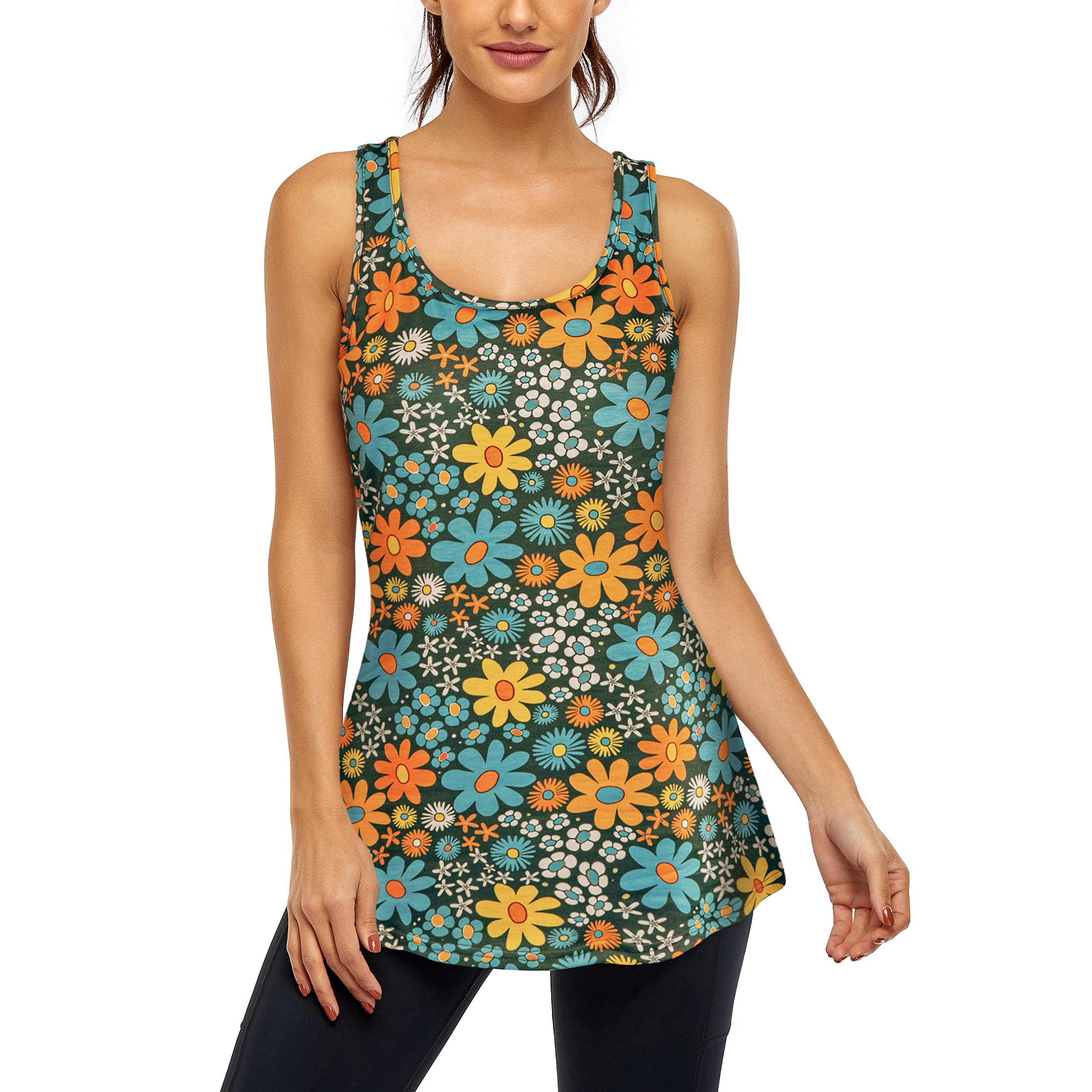 Cestyle Camiseta sin mangas para mujer con brasier integrado, espalda cruzada, yoga, entrenamiento, deportes, ropa deportiva
