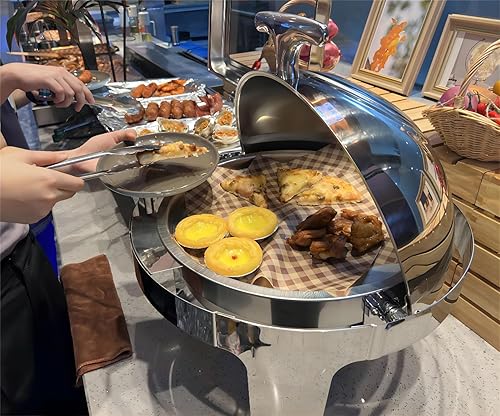 Miniatura 6 de Amhier Juego de bufé de 6 cuartos de galón, plato de acero inoxidable con ventana de vidrio visible para catering, fiestas, hoteles y bodas