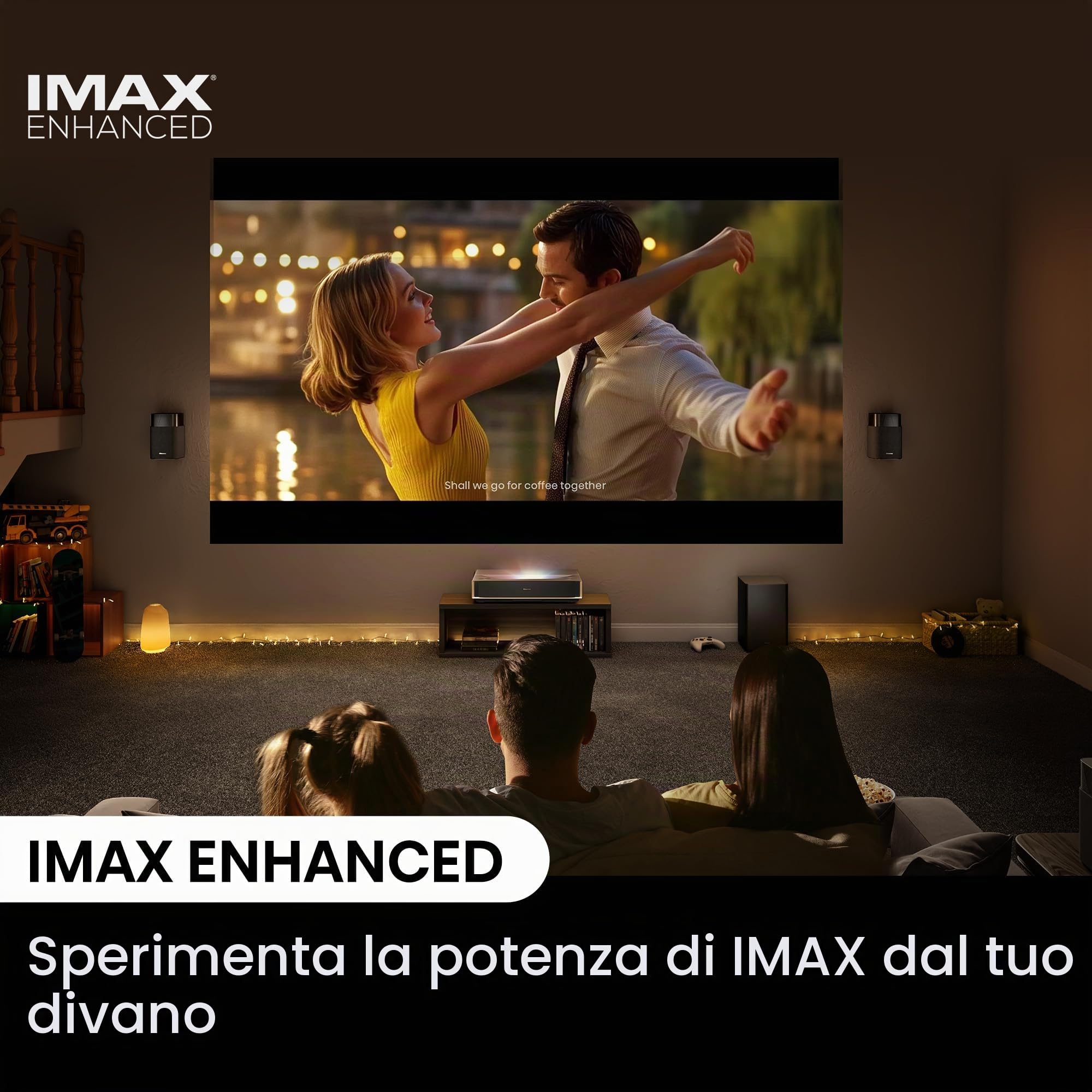 Hisense Laser Cinema PT1, dimensione di proiezione 80''-150", LPU Tech,4K, IMAX Enhanced, Dolby Vision · Atmos,HDR10+,2500 lumen, Ultra Short Throw, 3D, 240Hz Frequenza di ripetizione, VIDAA, senza