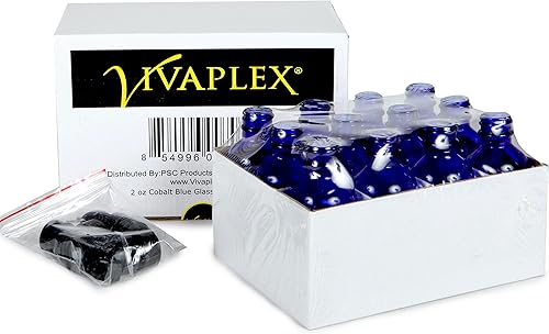 Miniatura 3 de Vivaplex 12 Azul cobalto 2 oz botellas de vidrio con tapas