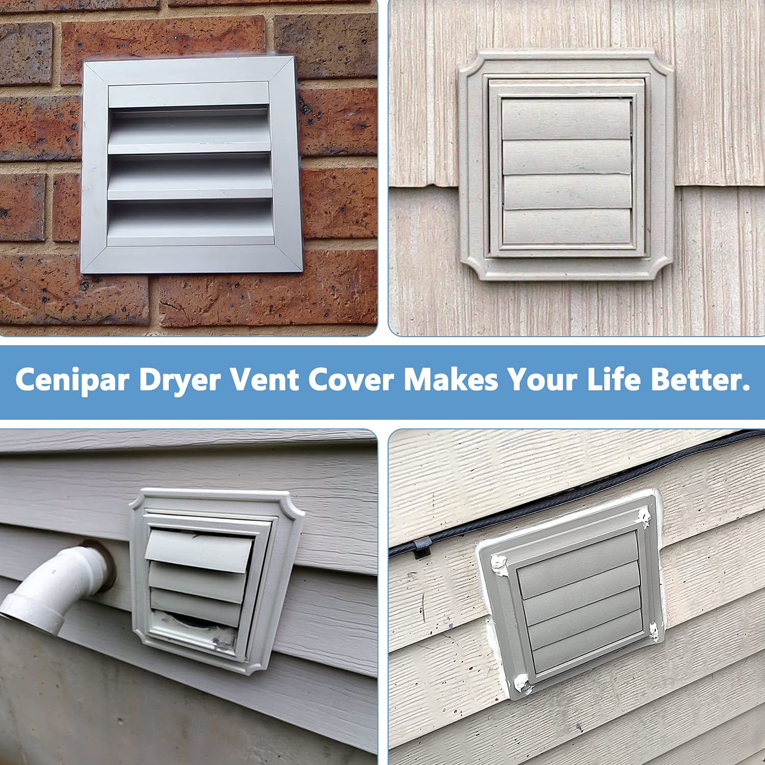 Cenipar Dryer Vent Cover,304 Stainless Steel Outside Vent Cover with