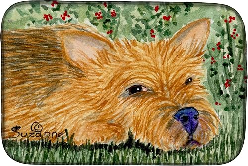 Caroline's Treasures SS8862DDM Norwich Terrier - Tapete de secado de platos absorbente para encimera de cocina, tapete escurridor de platos para