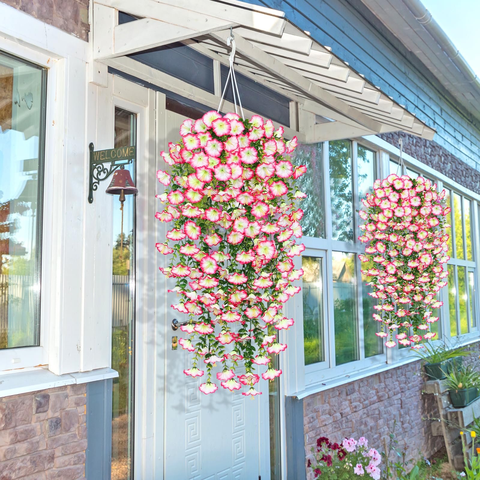 Amazon.de: Weldomcor 2 Stck Knstliche Hngepflanzen Petunien Knstliche  Blumen Hngend Wetterfest Kunstblumen wie Echt Seidenblumen Ranken fr Wand  Haus Garten Hochzeit Balkon Terrasse Deko, Rosa