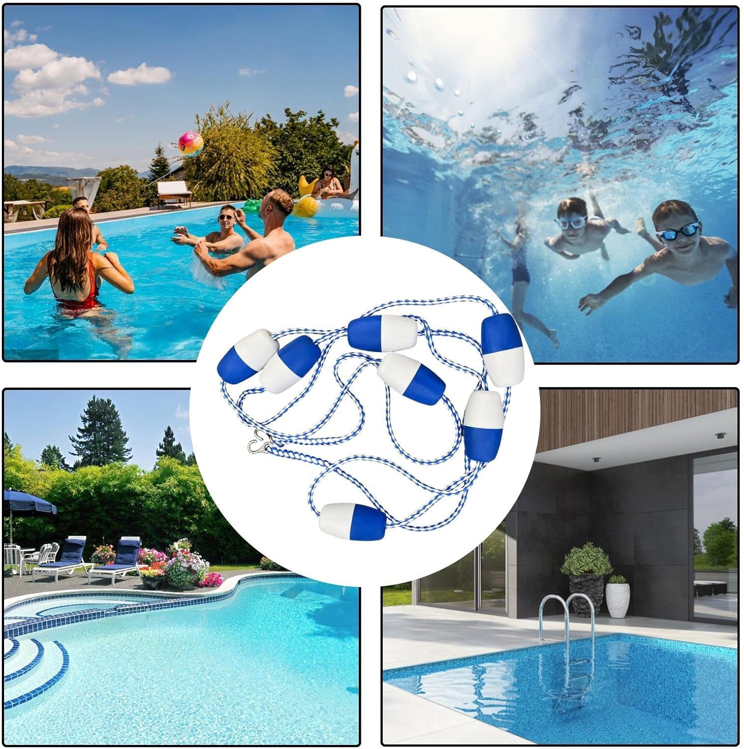 Floating Rope - Swimming Lane Floats Racing Line for Pool Training | High Visibility Buoyant Cord, Weather Resistant Float Markers, Free Guide Cable & Stable Water Divider System for Home Publi