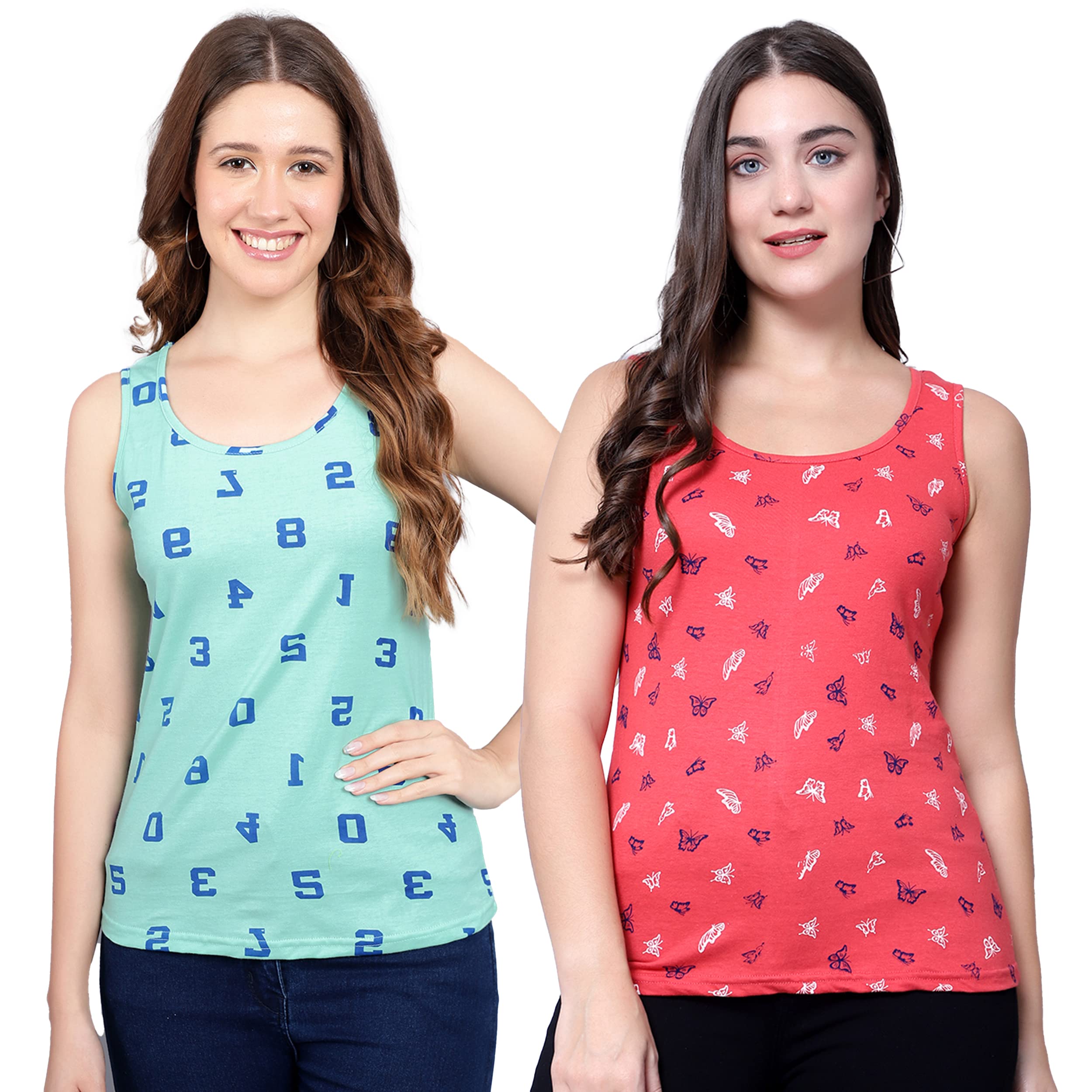 diaz Women's Super Combed Cotton Rib Fabric Slim Fit Tank Top-Pack of 2-picture-16