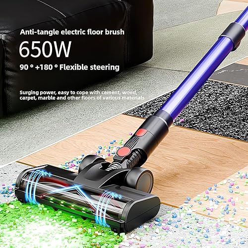 Miniatura 3 de Aspiradora inalámbrica, 550 W, 45 KPA, 70 minutos para el hogar, aspiradora inalámbrica de pie con estación de carga y pantalla LED, aspiradora