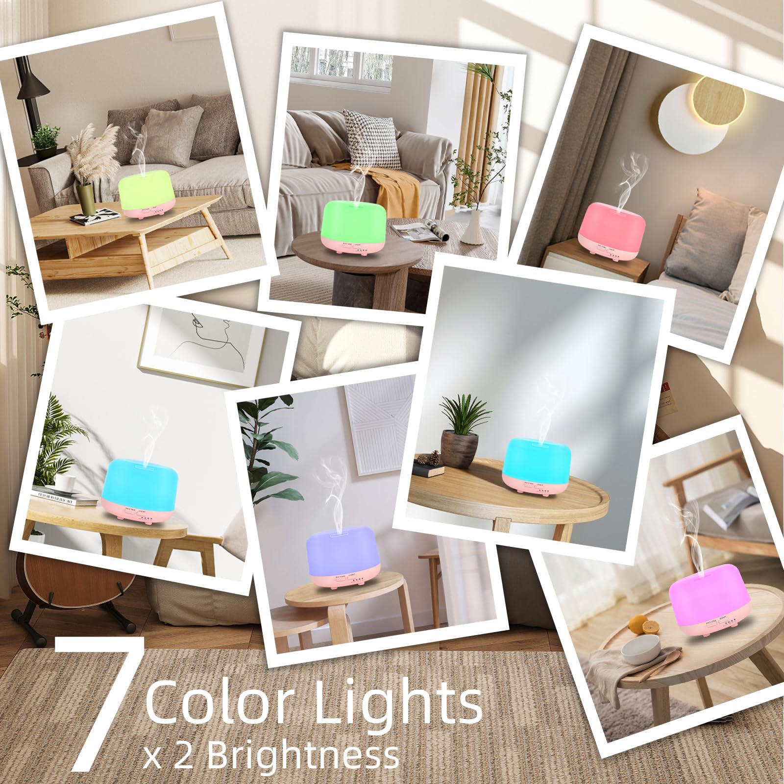 Marchred Difusor de aceites esenciales de aromaterapia de 300 ml con control remoto, 7 luces LED que cambian de color, para recámara, hogar, habitación grande