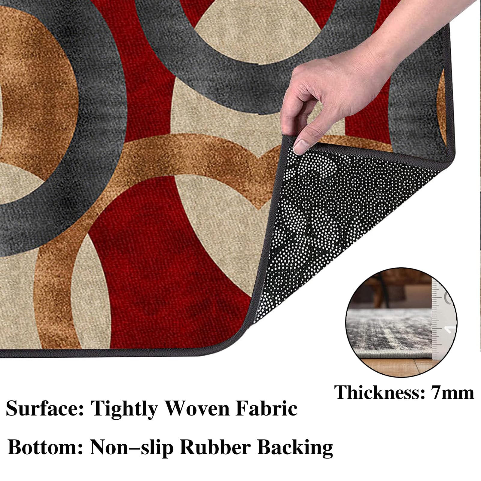 Tapis de Couloir Long Antidérapant Tapis Cuisine Devant Évier Lavable 60 x 500 cm Tapis d Entree Interieur Tapis de Passage à Poil Court Tapis de Porte Tapis de Sol pour Entrée, Chambre, Salon