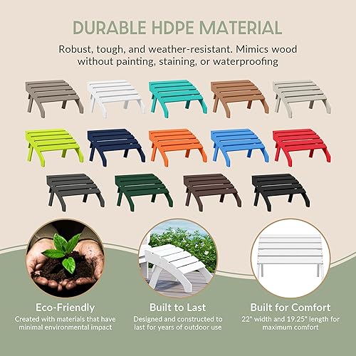 Vista 38 de WestinTrends Otomana para exteriores, reposapiés otomano Adirondack para patio, taburete de madera de polietileno para todo tipo de clima