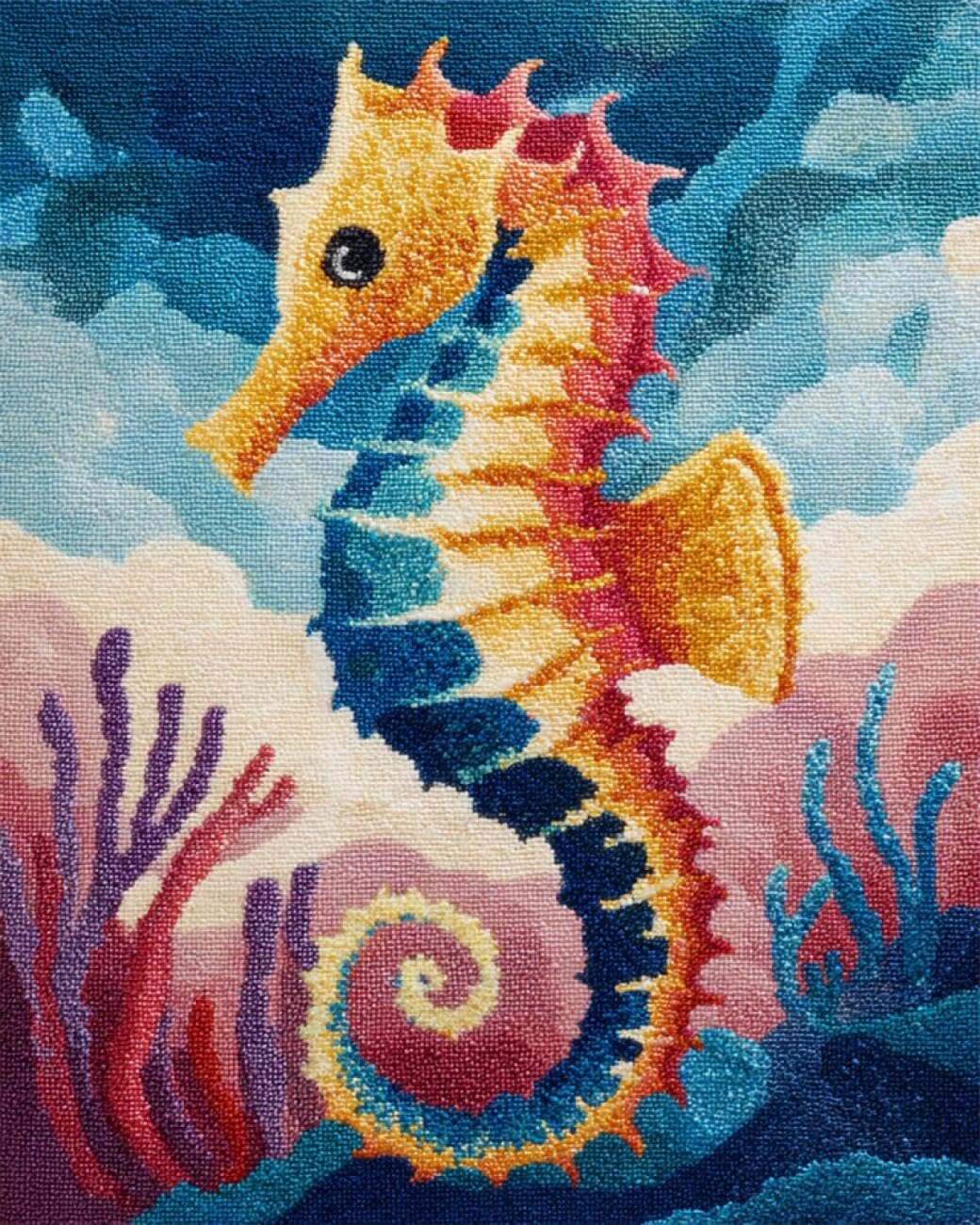 AxiangziK DIY Cross Stitch Kits Cartoon Seahorse 11CT 80x100cm