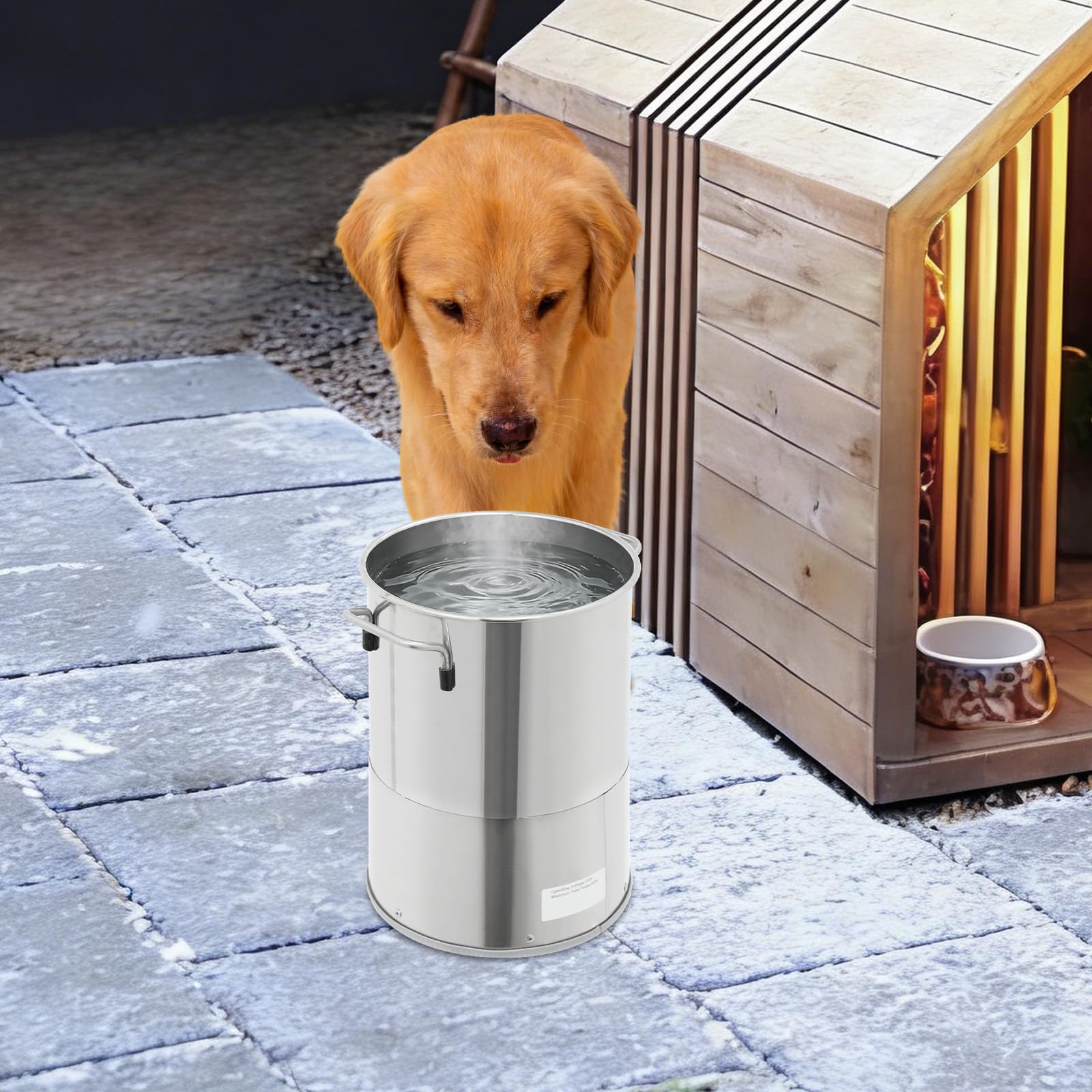 Bebedero calefactable para aves de corral de 11 litros con pantalla digital y calefacción de 80 W | Para agua sin heladas de 0 a 50 grados para aves de corral y mascotas en el jardín y el patio
