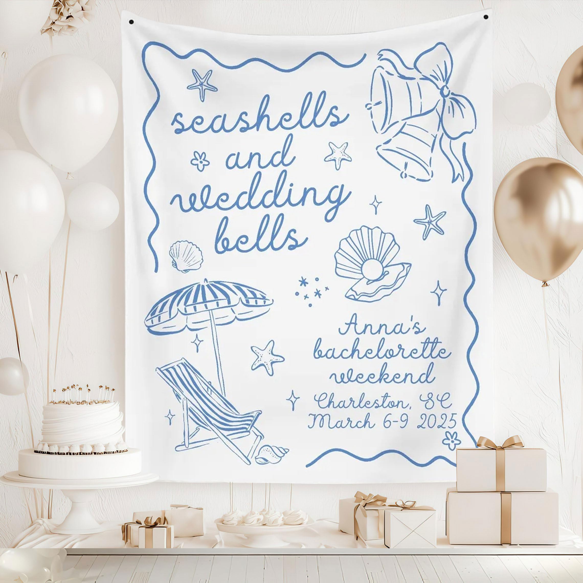 Wotasilk Bachelorette Beach Party Banner - Bach Party Tapestry, Multi 5, Polyester, No Included Components