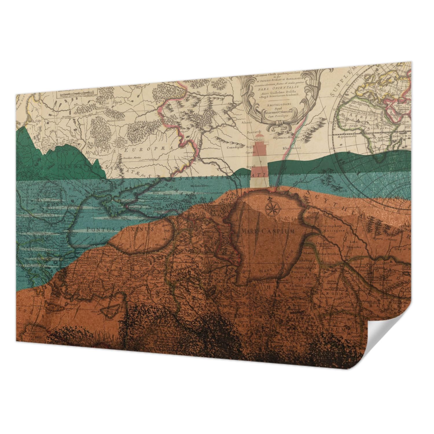 Papier peint carte historique pour chambre à coucher déco murale moderne 104x70 cm
