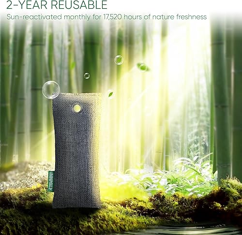 Miniatura 8 de Absorbedor de olores de carbón activado, paquete de 6 eliminadores naturales de olores de zapatos, bolsas purificadoras de aire de carbón de bambú,