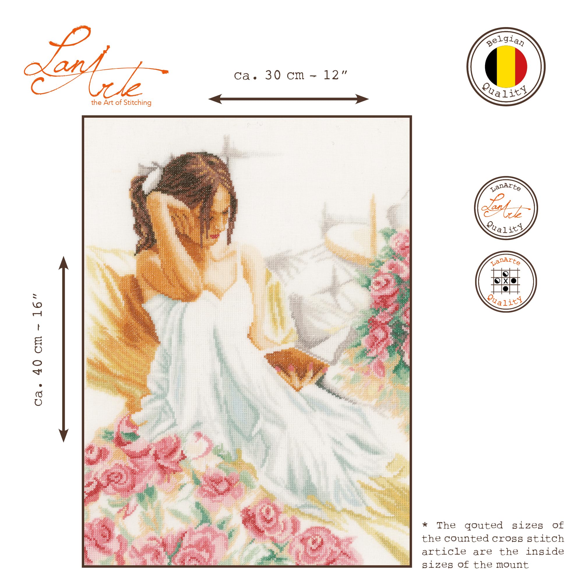 Kit Broderie Point De Croix Complet – Dame De Rouge à Lèvres – 33 X 45 Cm – Lanarte – Idéal Débutant & Confirmé