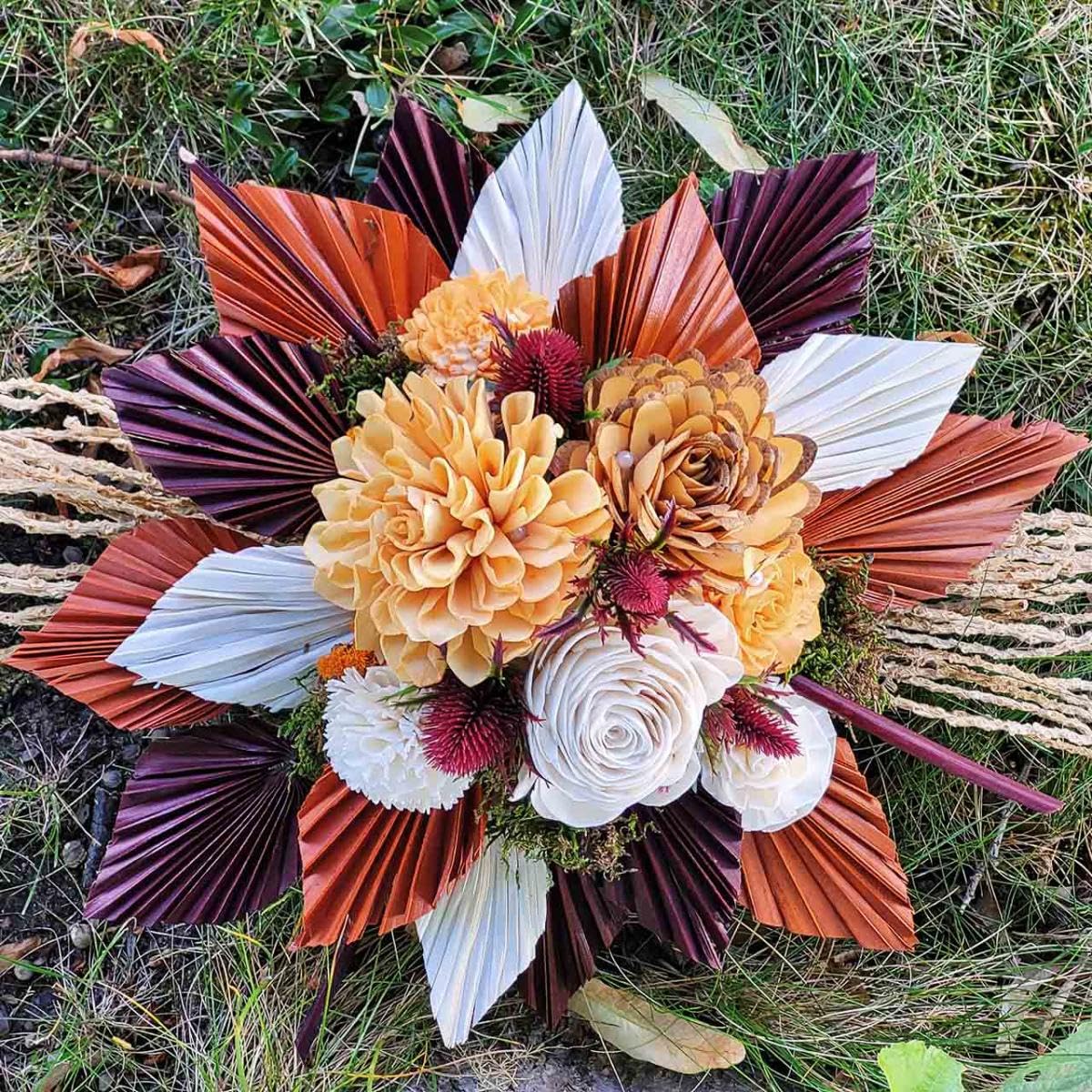 Palmspear Mini Weiß Gewaschen 100er Set - Trockenblumen Gesteck Deko für Trauer und Gedenktage, 100 Stück