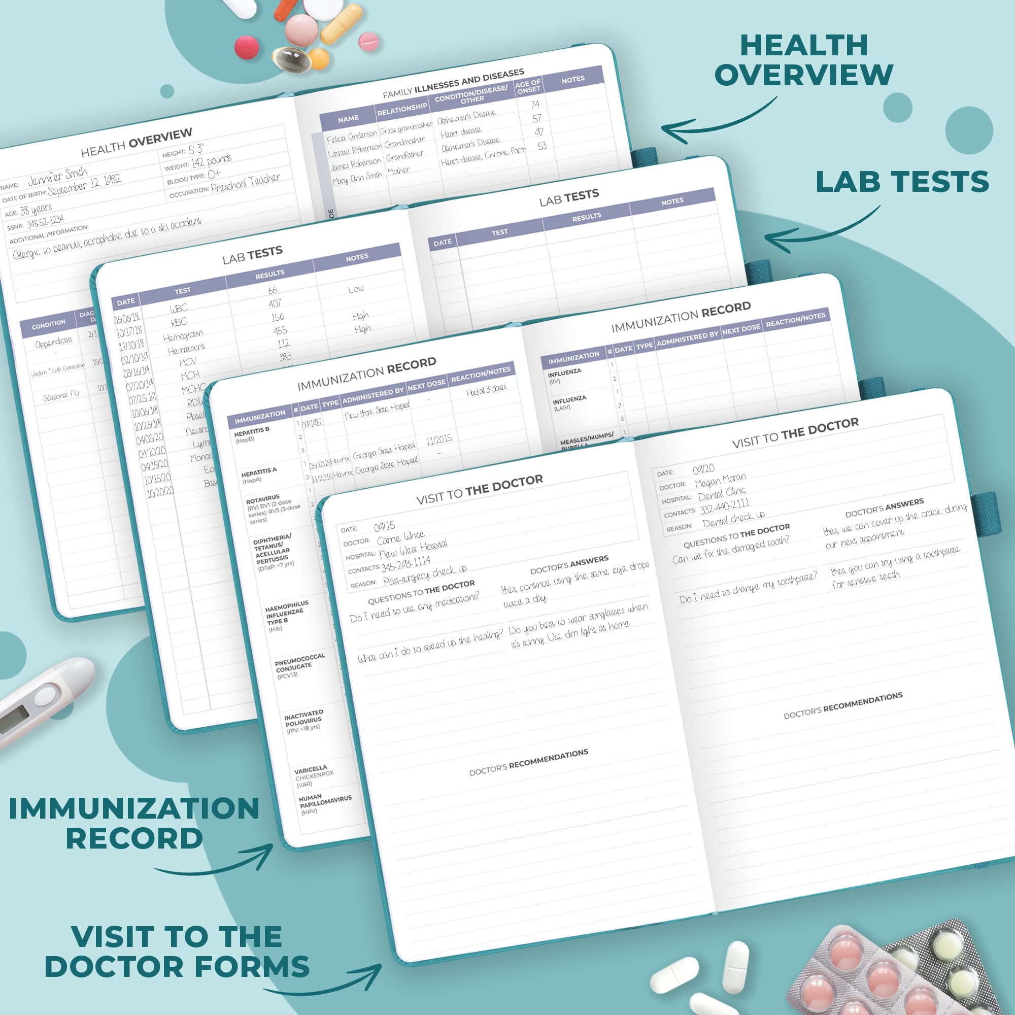 Legend Medical Planner - 12-Month Health Tracker Journal To Track Meals - View #13