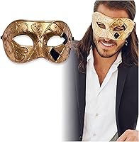 Vista 11 de Masquerade Mask For Men - Antique Look Mask for Halloween, Venetian Party, Masquerade Party, Mardi Gras, & Prom Azul / dorado medio cuadros