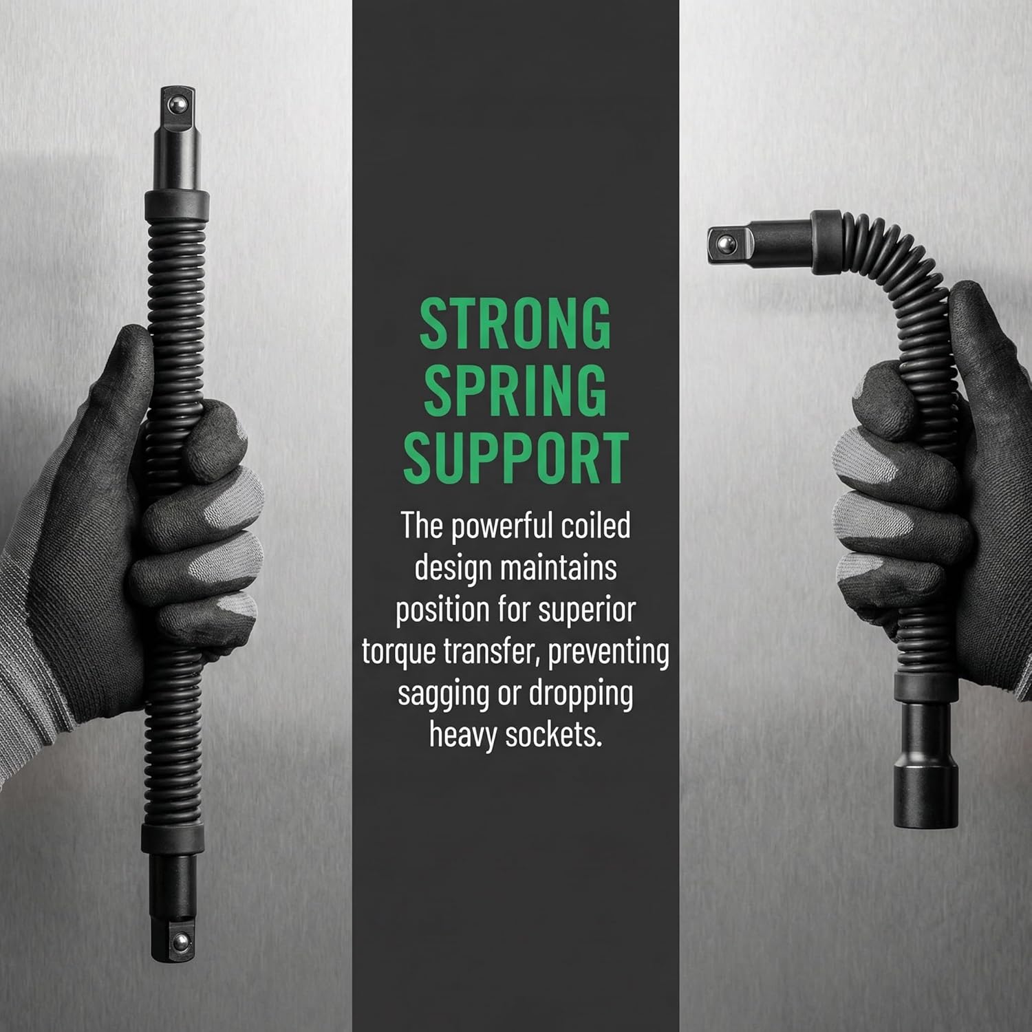 1/2 Flexible Shaft Extension Extender Torque Socket, Ratchet Socket Wrench Extension For Compact Spaces,Heavy Duty Spring Extender Tool, Bendable Connecting Rod Bar For Auto Repair & Appliance (Set D)