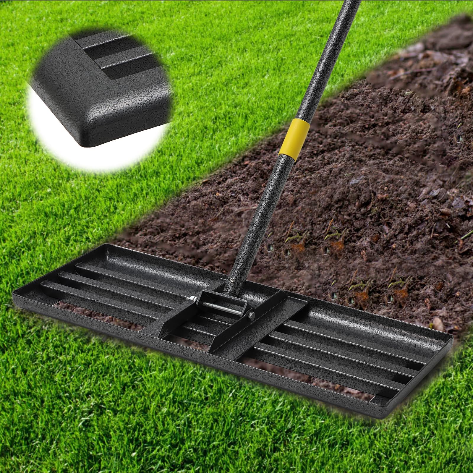 Râteau De Nivellement Pour Pelouse JouZYA - 114 Cm, Idéal Jardin Et Greens De Golf