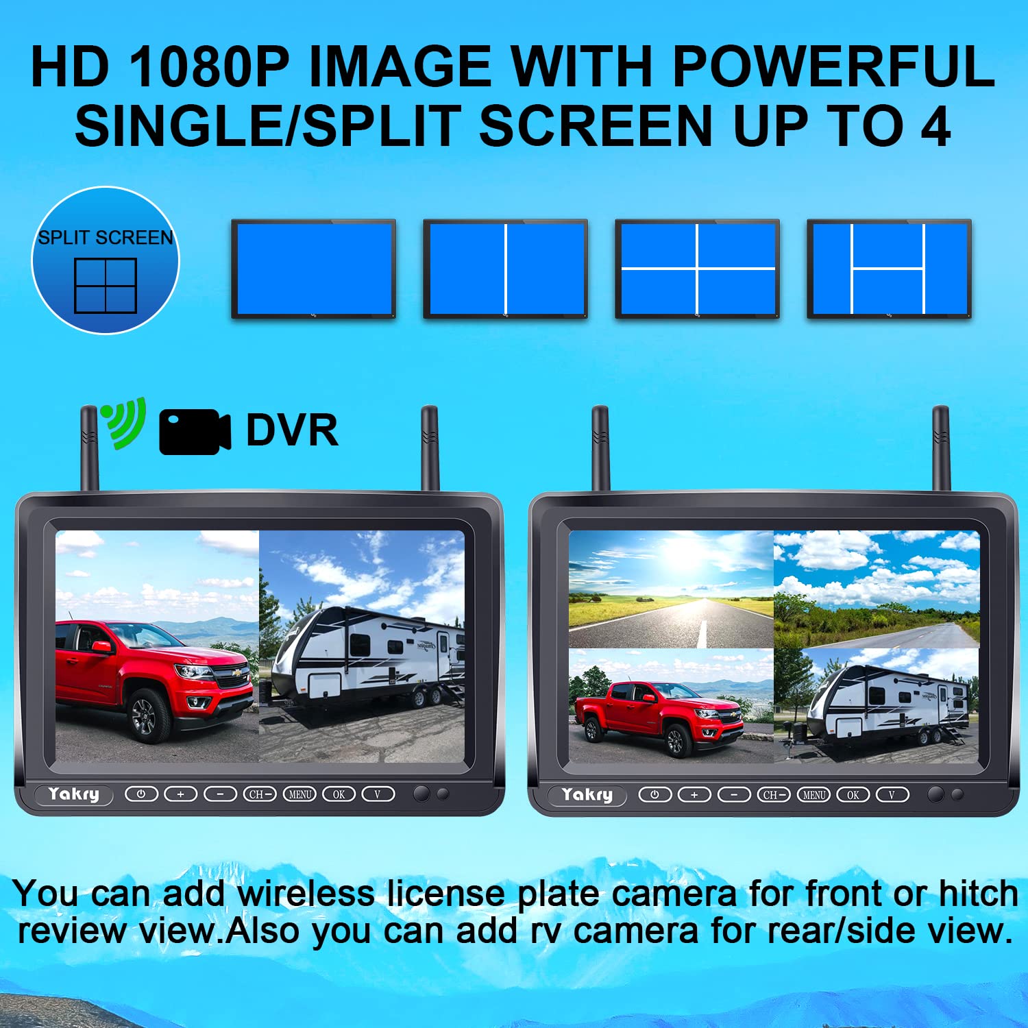 Import Vie.Terrasse10" Wireless Backup Camera 1080P Builtin Recorder