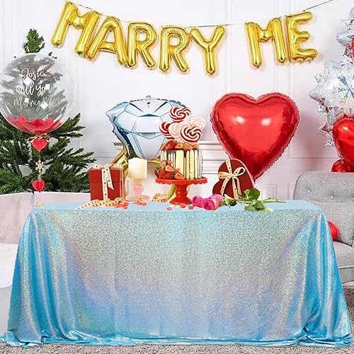 Miniatura 9 de Mantel rectangular de lentejuelas de color rosa intenso de 50 x 80 pulgadas, mantel rectangular con purpurina de elastano, mantel de sirena para