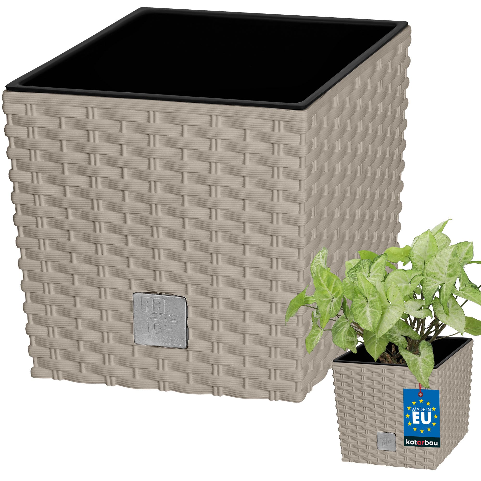 KOTARBAU® Macetero con Maceta Interior, 260 mm, Ratan sintético, Antracita - Gris Oscuro, Maceta Rato con patrón de Trenzado Que imita el Mimbre, Maceta Interior separada, extraíble, Cesta — view 48