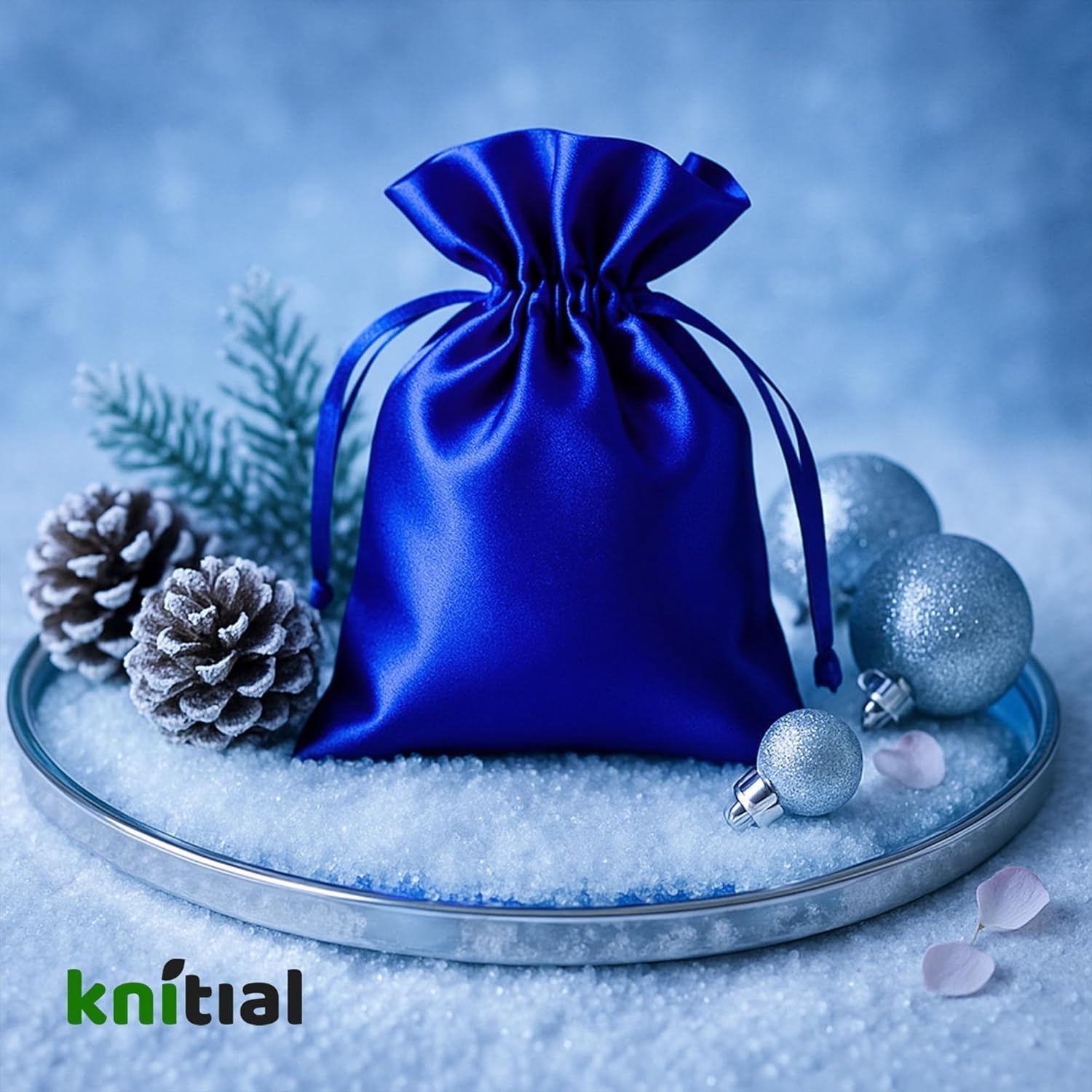 Knitial 5" x 8" Ivory Satin Gift Bags, Jewelry, Wedding Favor Drawstring Bags Baby Shower Christmas 50 Count - Image 6