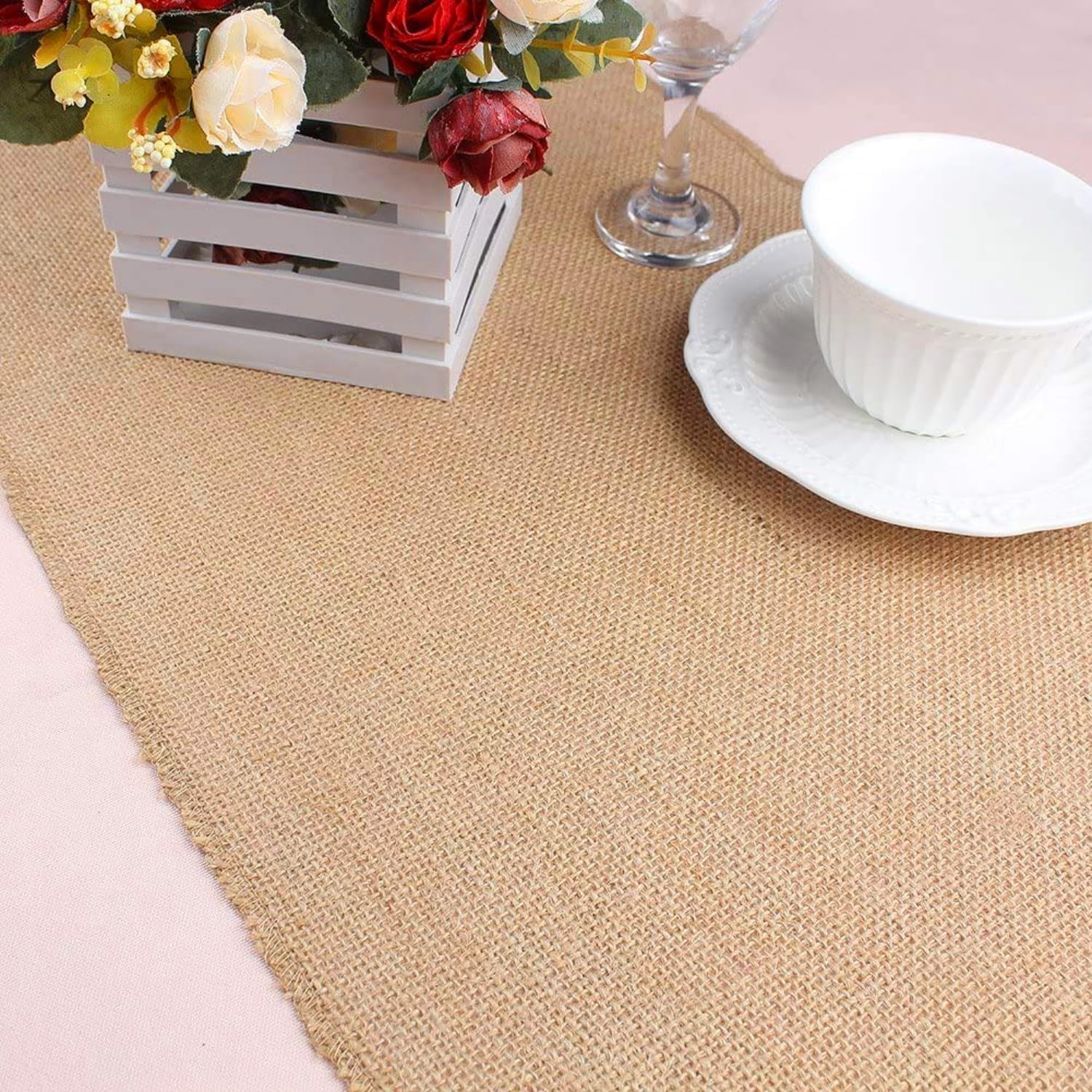 Burlap Table Runners 12 x 108 Inch (10 Pack) – Natural Jute Rustic Farmhouse Table Decor for Outdoor Use, Thanksgiving & Fall