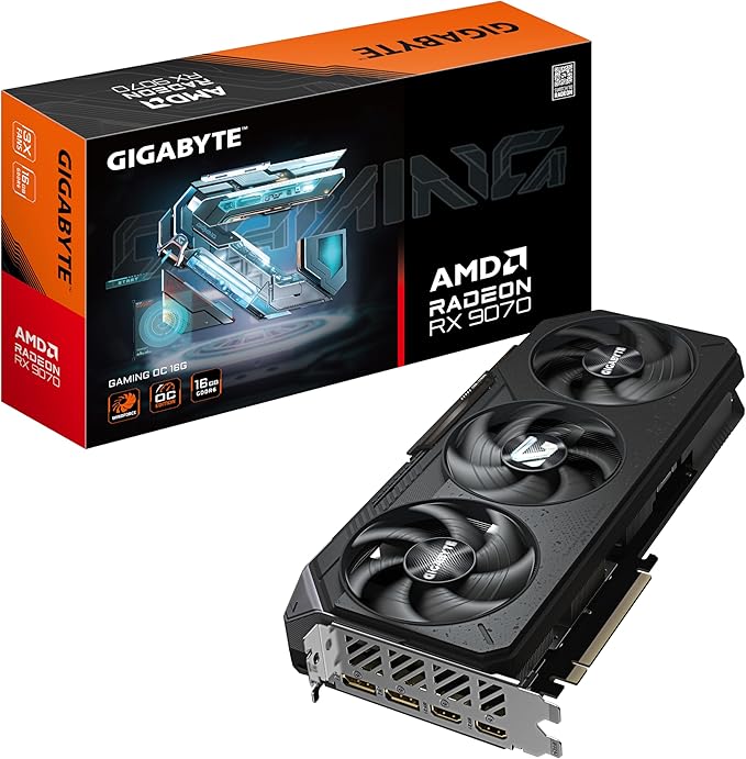Gigabyte Radeon RX 9070 GAMING OC 16G Scheda Grafica - 16 GB GDDR6, 256 bit, PCI-E 5.0, 2700 MHz Frequenza Base, 2 x DisplayPort, 2 x HDMI, GV-R9070GAMING OC-16GD