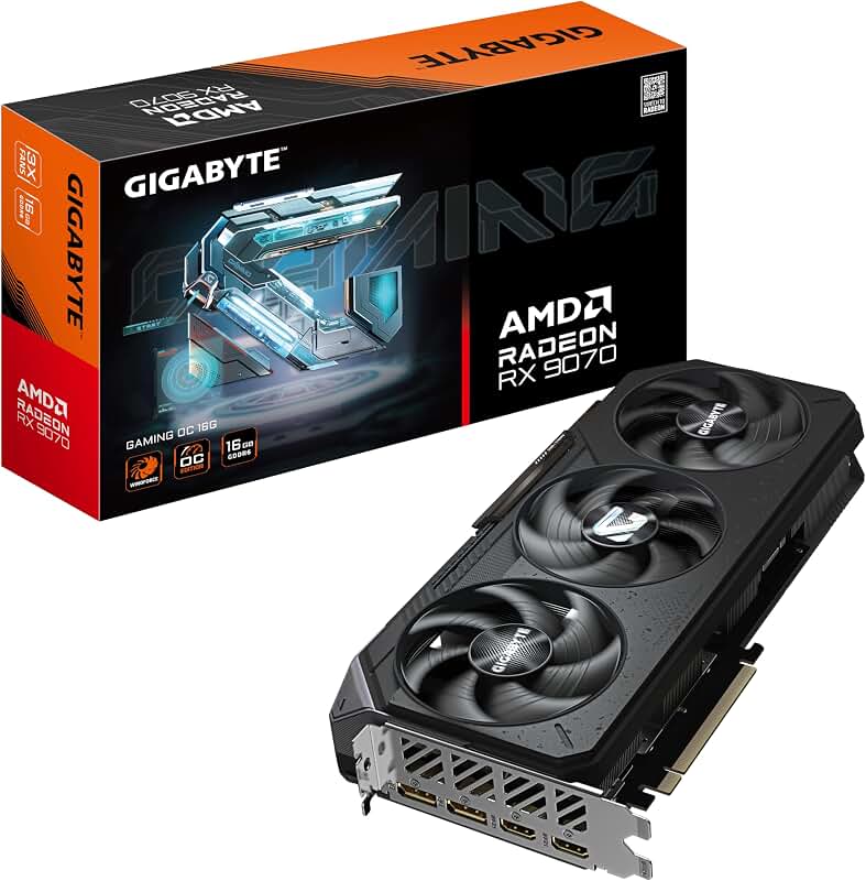 GIGABYTE Radeon RX 9070 Gaming OC 16G Carte Graphique - 16 Go GDDR6, 256 Bits, PCI-E 5.0, 2700 MHz Fréquence du Cœur, 2 x DisplayPort, 2 x HDMI, GV-R9070GAMING OC-16GD