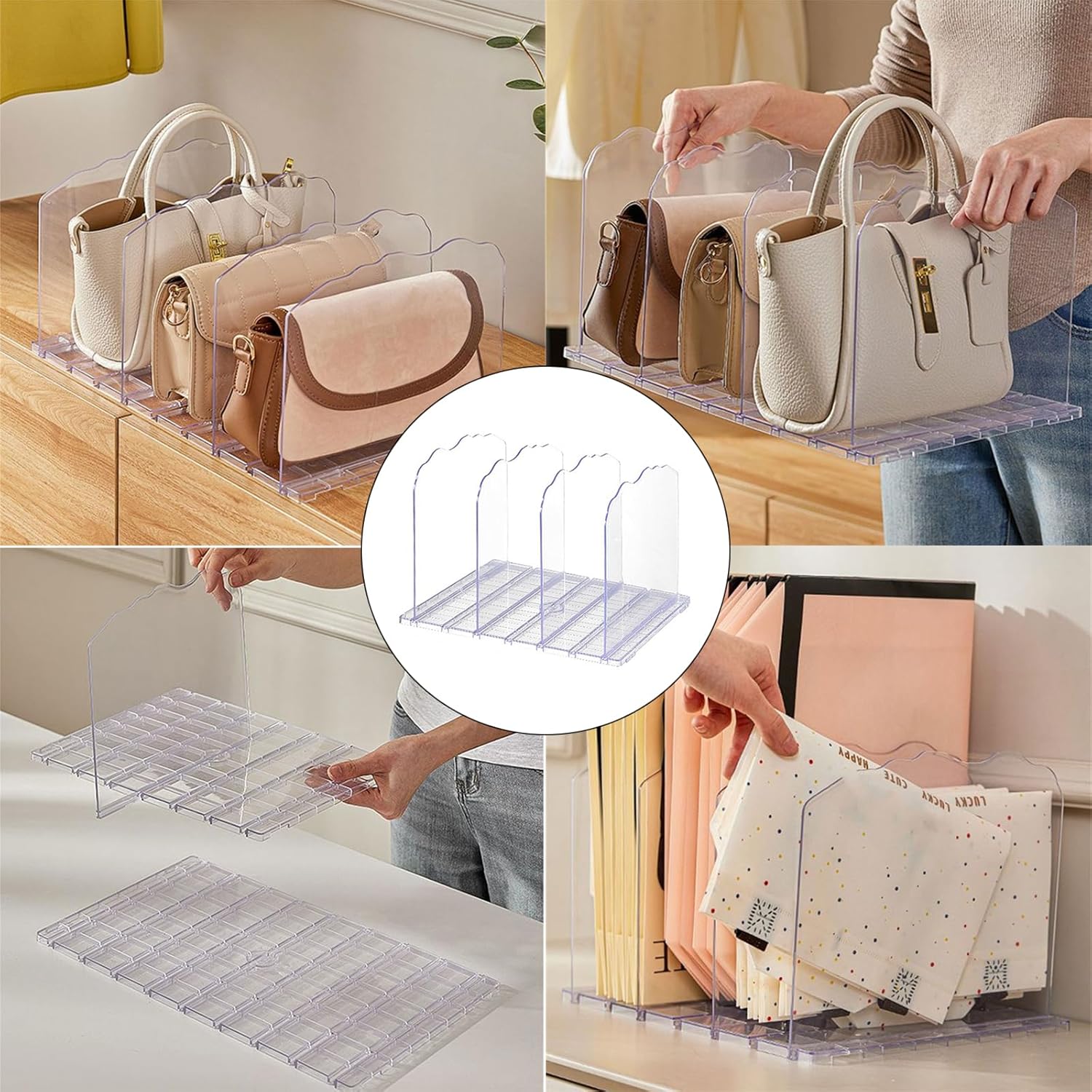 Versatile Closet Shelf Organizers Divider Bedroom and Craft Room Shelf Divider Effective Bags Storage Stand Holder Rack