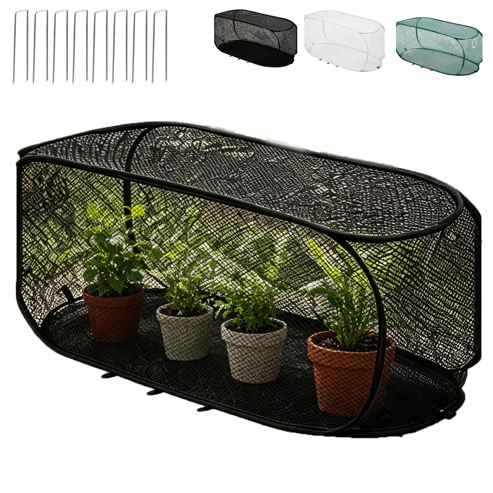 Pop-Up Garden Mesh Net Cover, Pop Up Plant Cover for Outdoor Plants, Foldable Plant Protection Tent, Vegetable Netting Protection, Greenhouse for Fruits, Potted Plants, Anti Bird Insect (1, Black)
