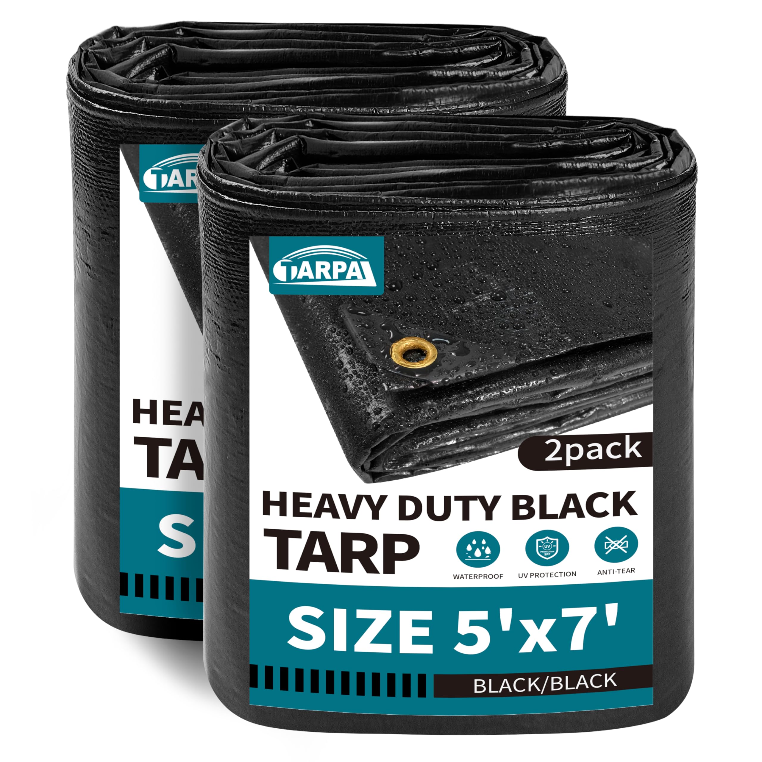 Photo 1 of TARPAL 5x7ft tarp?2pack Black Tarp 14mil Heavy Duty Tarp Small Tarps?Water and UV Protection,for Outdoor Furniture Covers Waterproof,Awnings,Roofs,Tents,Pool Cover,Shade Cloth for Garden