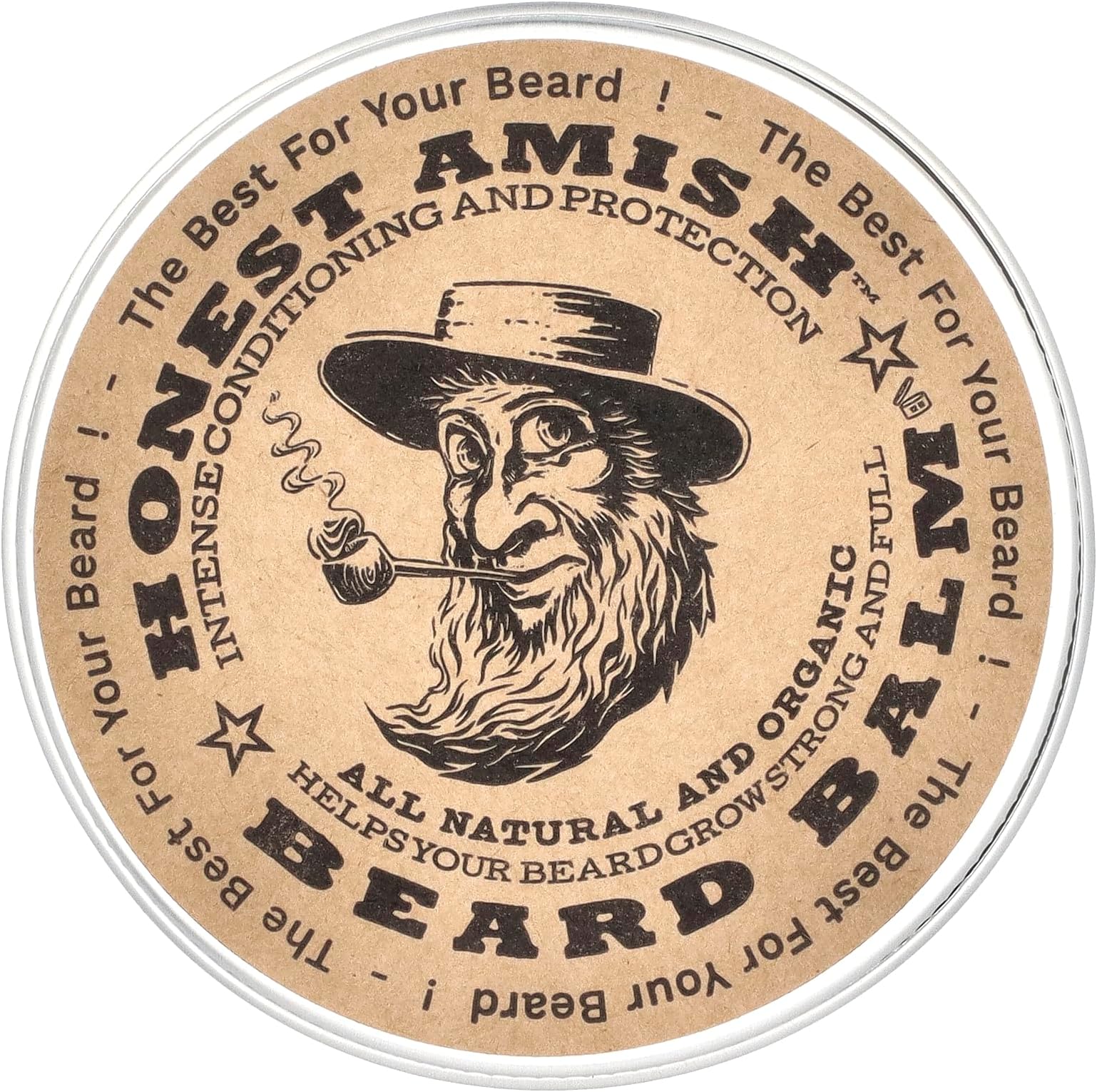 Beard Balm for Men, Organic Shea Butter, Large 4 Oz Twist Tin | Enriched With Beeswax, Jojoba and Argan Oils to Condition and Soften; Apply to a Damp Beard After Showering.