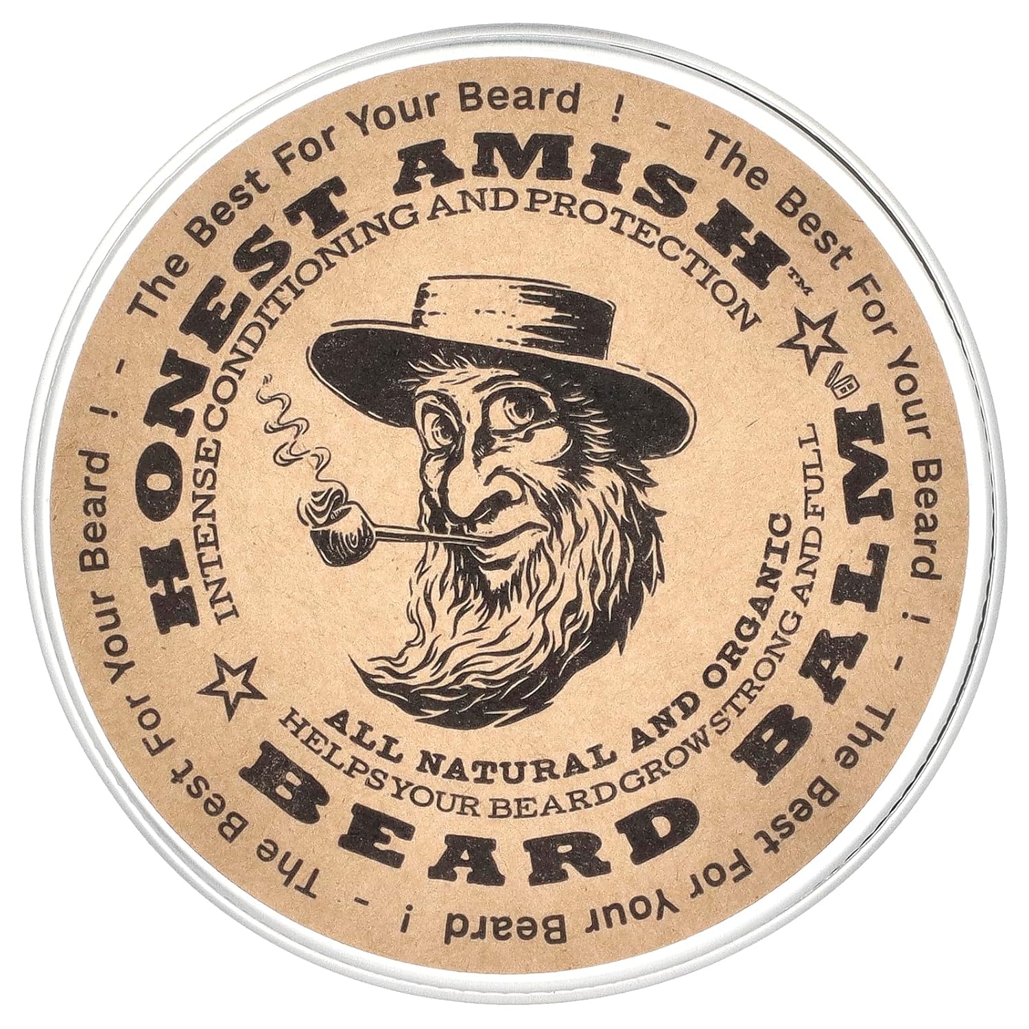 Honest Amish Beard Balm for Men, Organic Shea Butter, Large 4 Oz Twist Tin