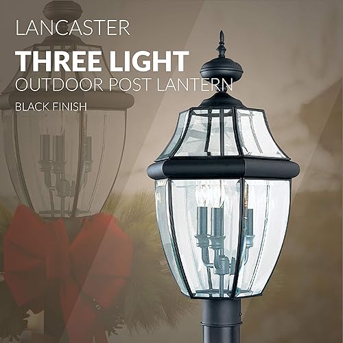 Miniatura 5 de Sea Gull Lighting 8239-12 Lancaster - Farol exterior de poste para exteriores, 24 pulgadas de altura, color negro