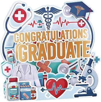 Pop Up Medical Graduation Card - 5-Layered Congratulations Graduate Greeting Card for Future Doctors, Nurses, Med School Students - Includes Envelope and Blank Note Card