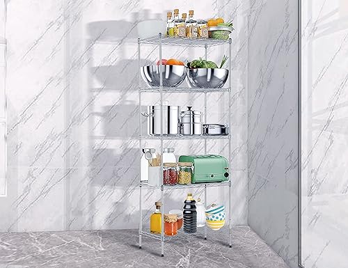 Miniatura 9 de Estantería de alambre de metal de 5 niveles, organizador de estante de cocina, estante de almacenamiento de cocina, estante de aperitivos, estantes