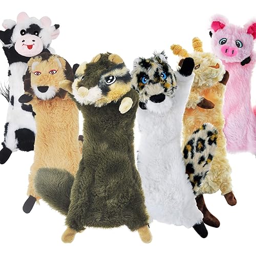 SHARLOVY Dog Squeaky Toys No Stuffing 6 Pack Dog Toys Crinkle Dog Toys for Small Dogs Durable Dog Chew Toys Plush Cute Animals Natural Puppy Toys for Teething Pet Toys Squeak