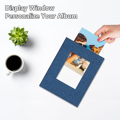 Miniatura 2 de Álbum de fotos de lino azul de 4 x 6 con 100 bolsillos