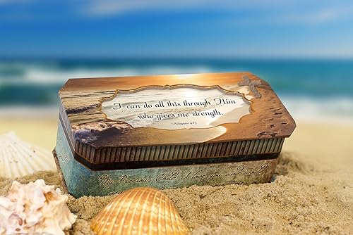 Miniatura 3 de Cottage Garden I Can Do All This Through Him Who Gives Me Strength Footprints in The Sand Design - Caja de música con diseño de arena