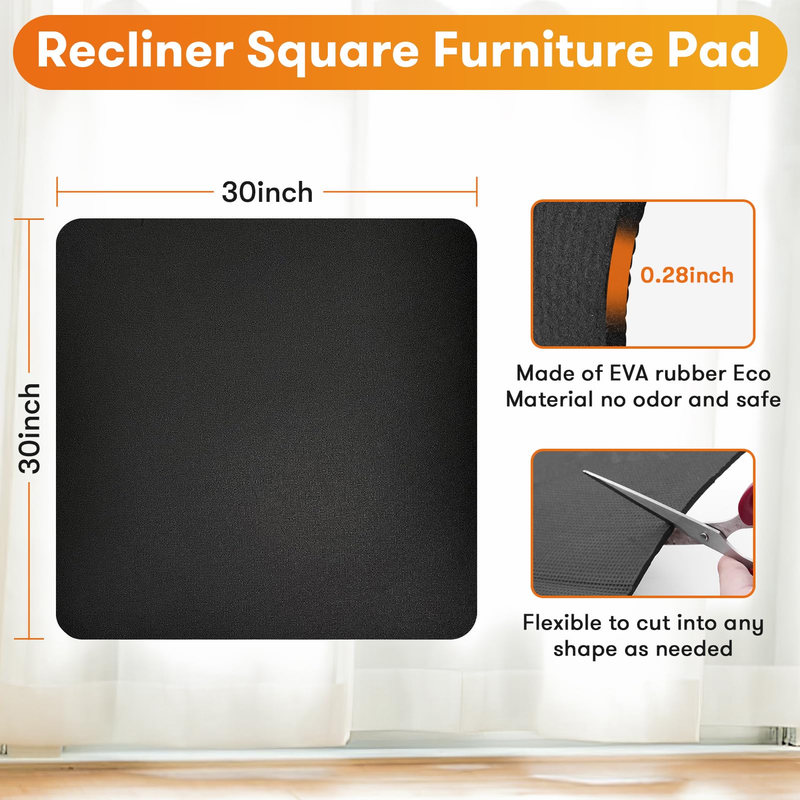 30x30 Inch Non-Slip Recliner Pad For Hardwood Floors – Protects Floors From Scratches, No Adhesive Needed - View #7