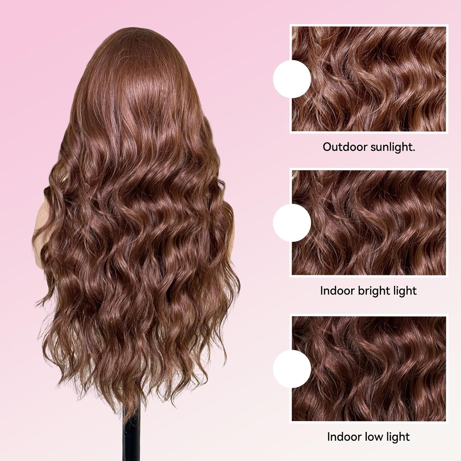 topshe Brown Wig with Bangs Long Curly Wigs for Women Heat Resistant Synthetic Colored Wigs Natural Looking Wavy Hair 26 Inch Daily Party & Cosplay Use - Image 6